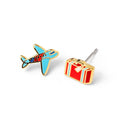 Airplane & Suitcase Gold Stud Earrings – Travel Jewelry