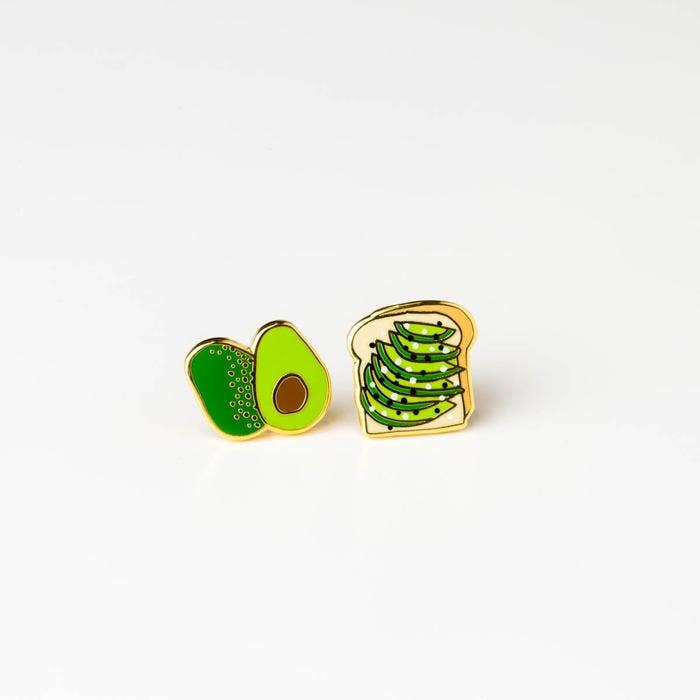 Avocado Toast Gold Stud Earrings – Food Jewelry