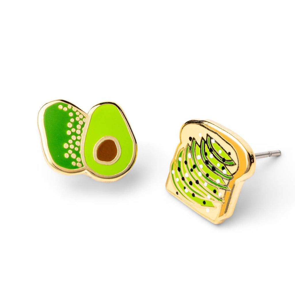 Avocado Toast Gold Stud Earrings – Food Jewelry