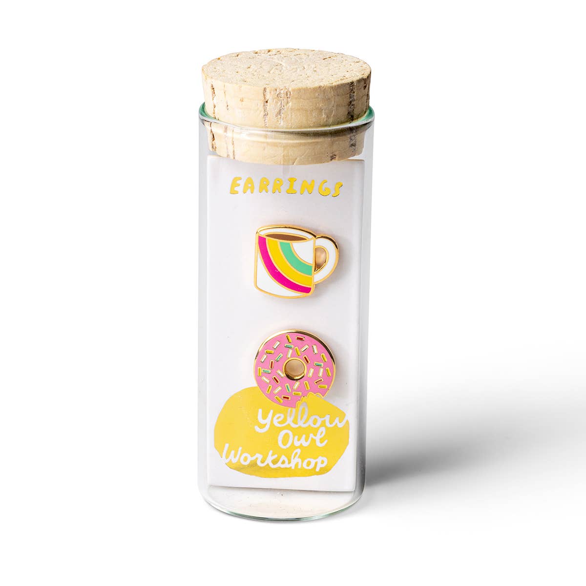 Coffee and Donut Earrings - Gold Breakfast Statement Studs