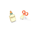 Paste and Scissors Earrings - Gold Teacher Statement Studs