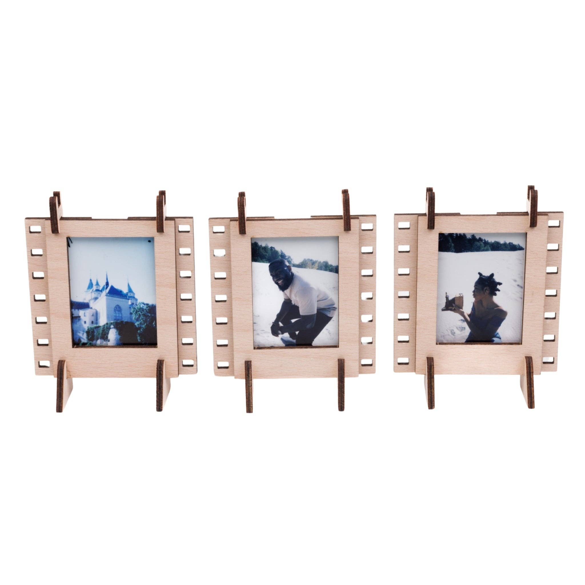 Three "Mini" Photo Frames  (Stained Brown)