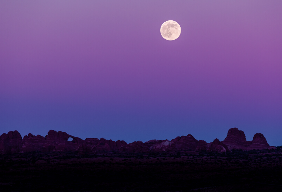 Purple Moon Over the Desert Skyline
