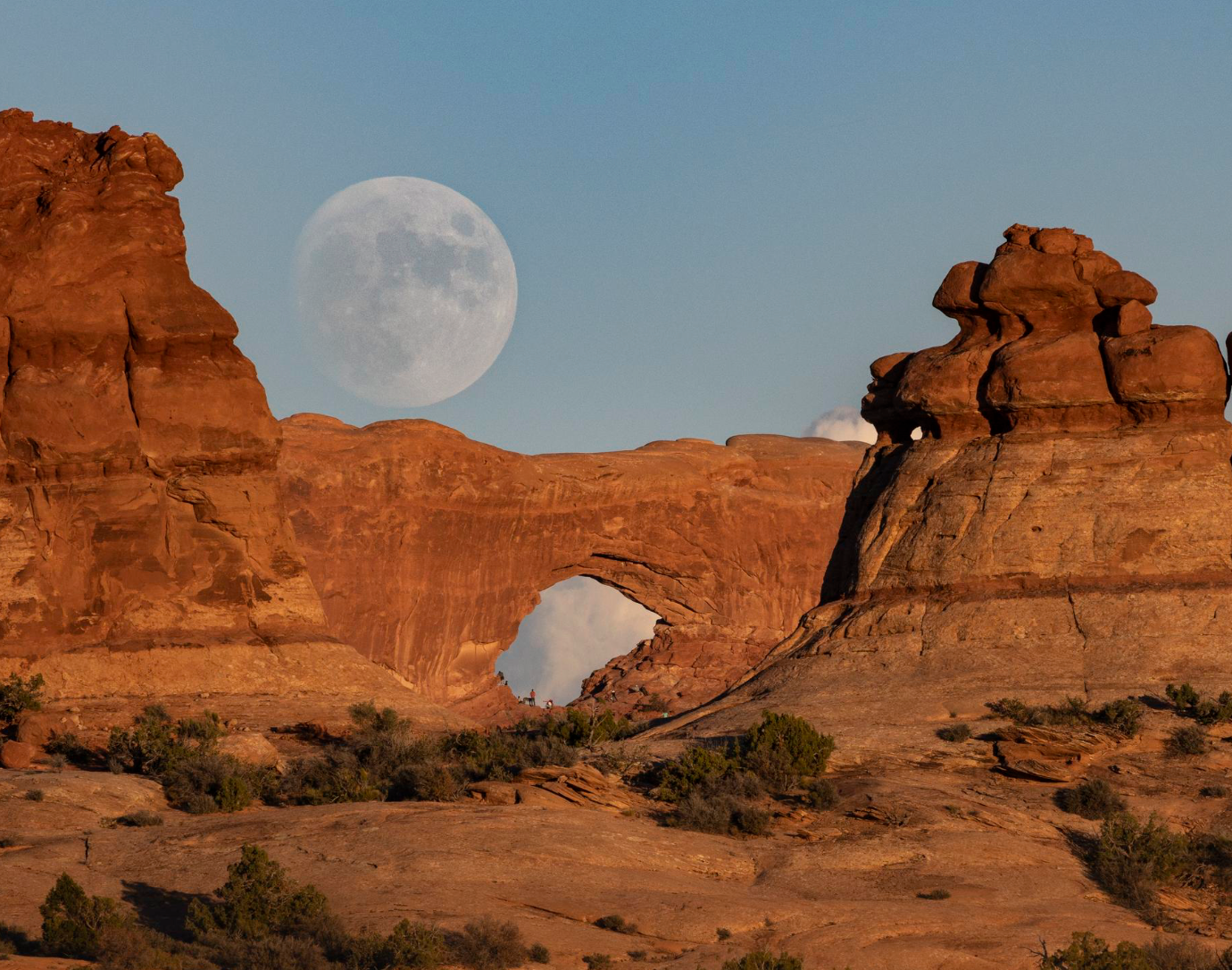 North Window Full Moon Perspective – Arches National Park
