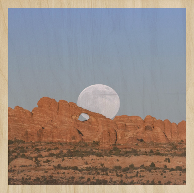 12" x 12" Wood Print - Skyline Giant Moon