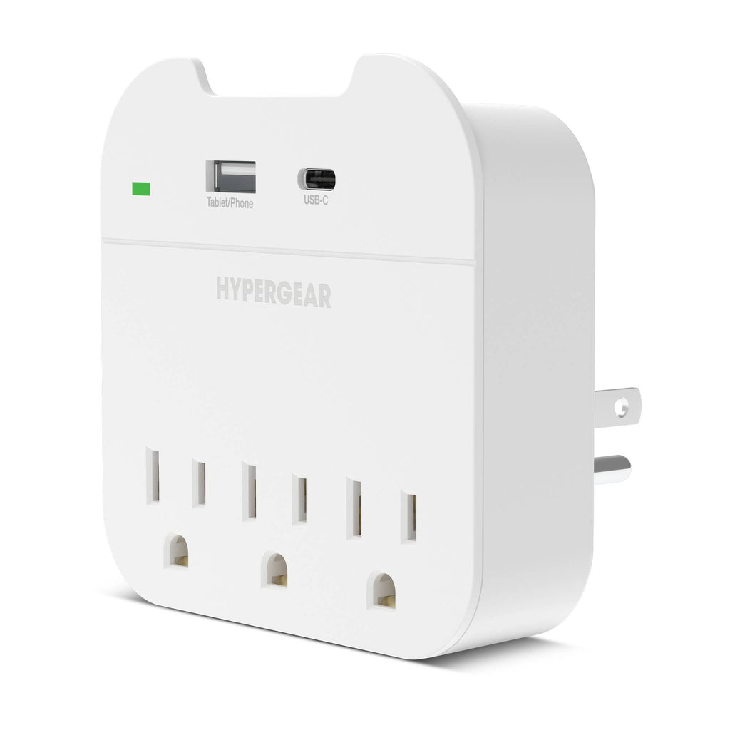 Multi Plug 5 Outlet Extender with USB-C & USB Ports | White