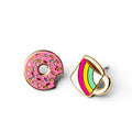 Coffee and Donut Earrings - Gold Breakfast Statement Studs