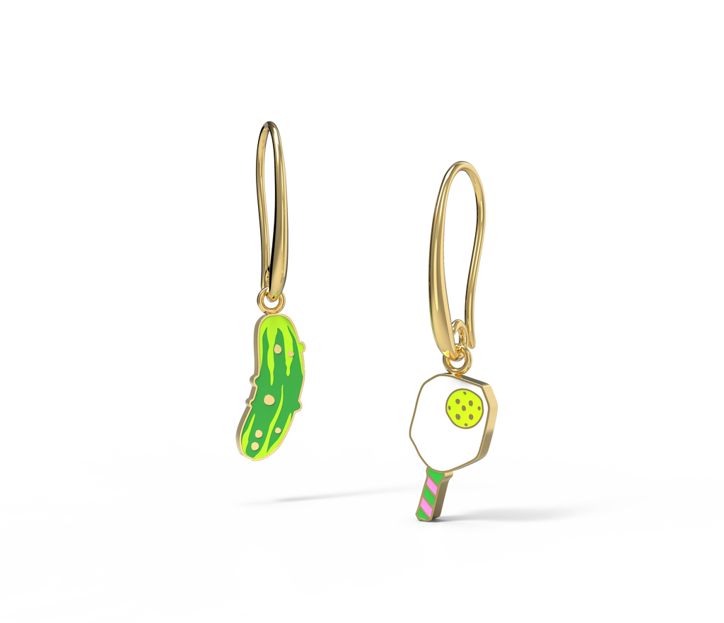 Pickleball Earrings - Gold Sporty Statement Jewelry