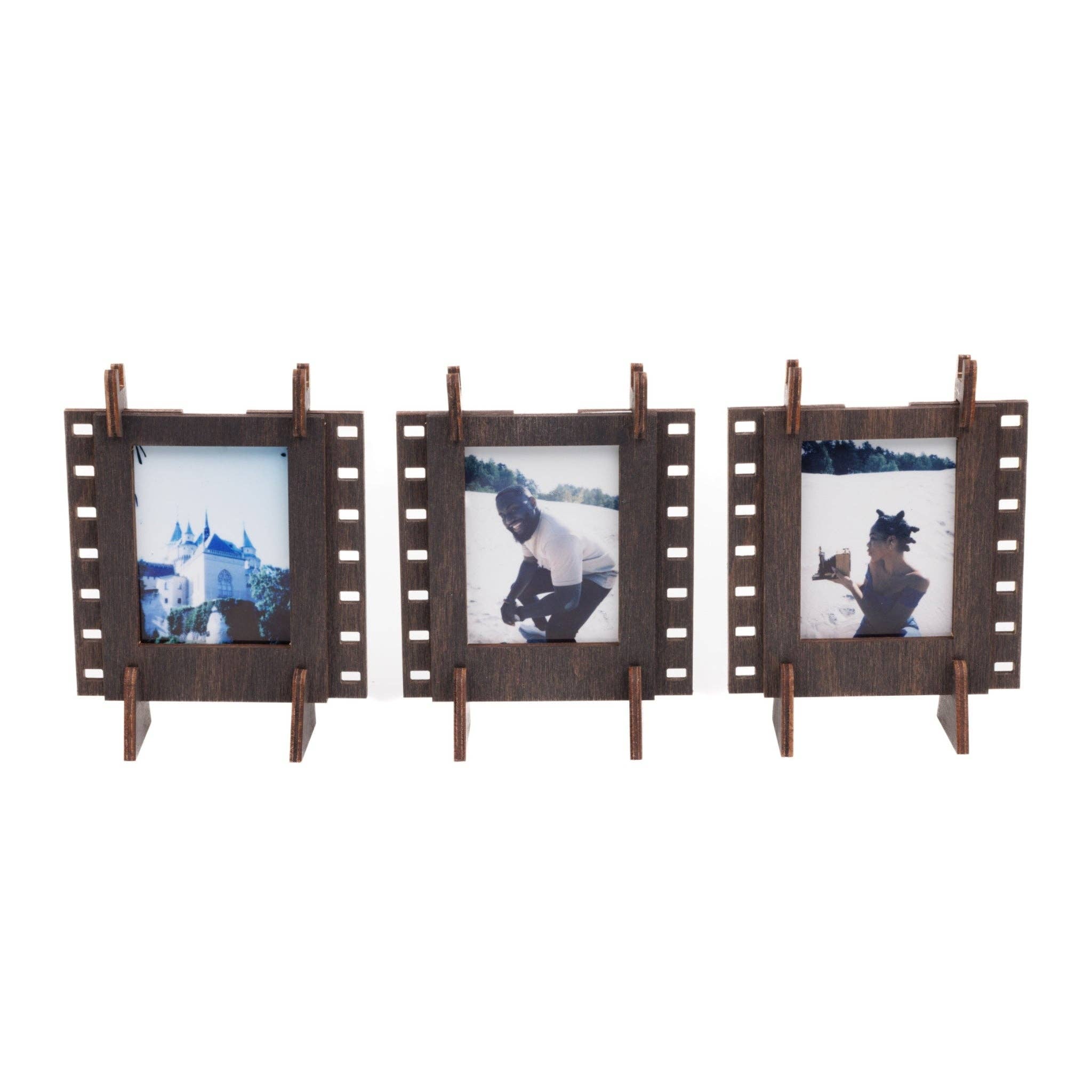 Three "Mini" Photo Frames  (Stained Brown)